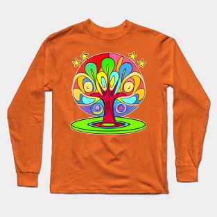 Vibrant 70s Style World Tree of Life (MD23ERD006c) Long Sleeve T-Shirt